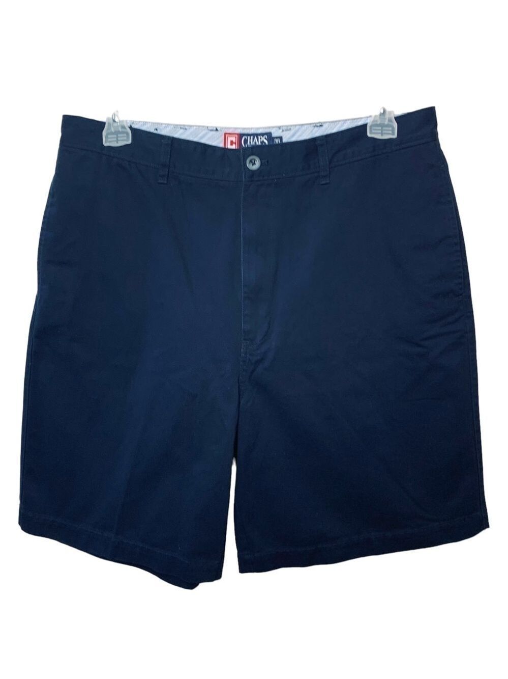 CHAPS Navy Blue Bermuda Shorts Sz 36 X 9” Cotton Flat Front Preppy Coastal